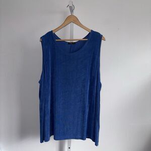 Vikki Vi Blue Tank Top Plus Size 3X NWOT Classic Stretch Knit Slinky NEW